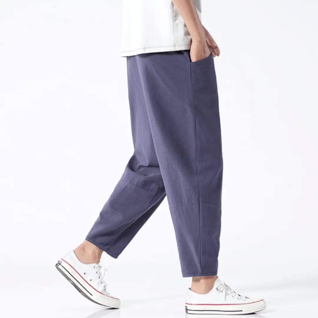 Men - Relaxed Fit Cropped Pants – Casual Lightweight Trousers