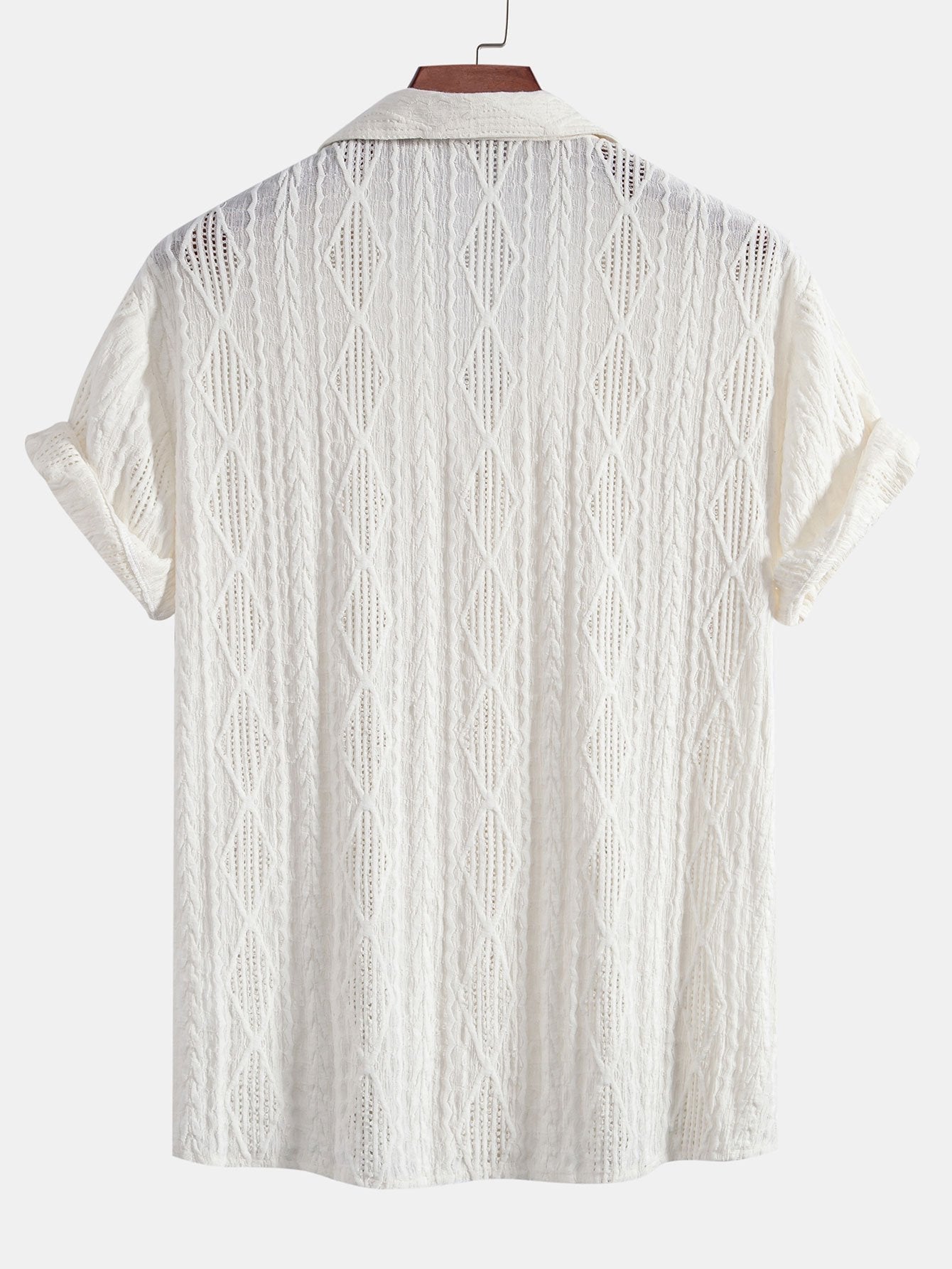 Geometric Jacquard Eyelet Cuban Shirt