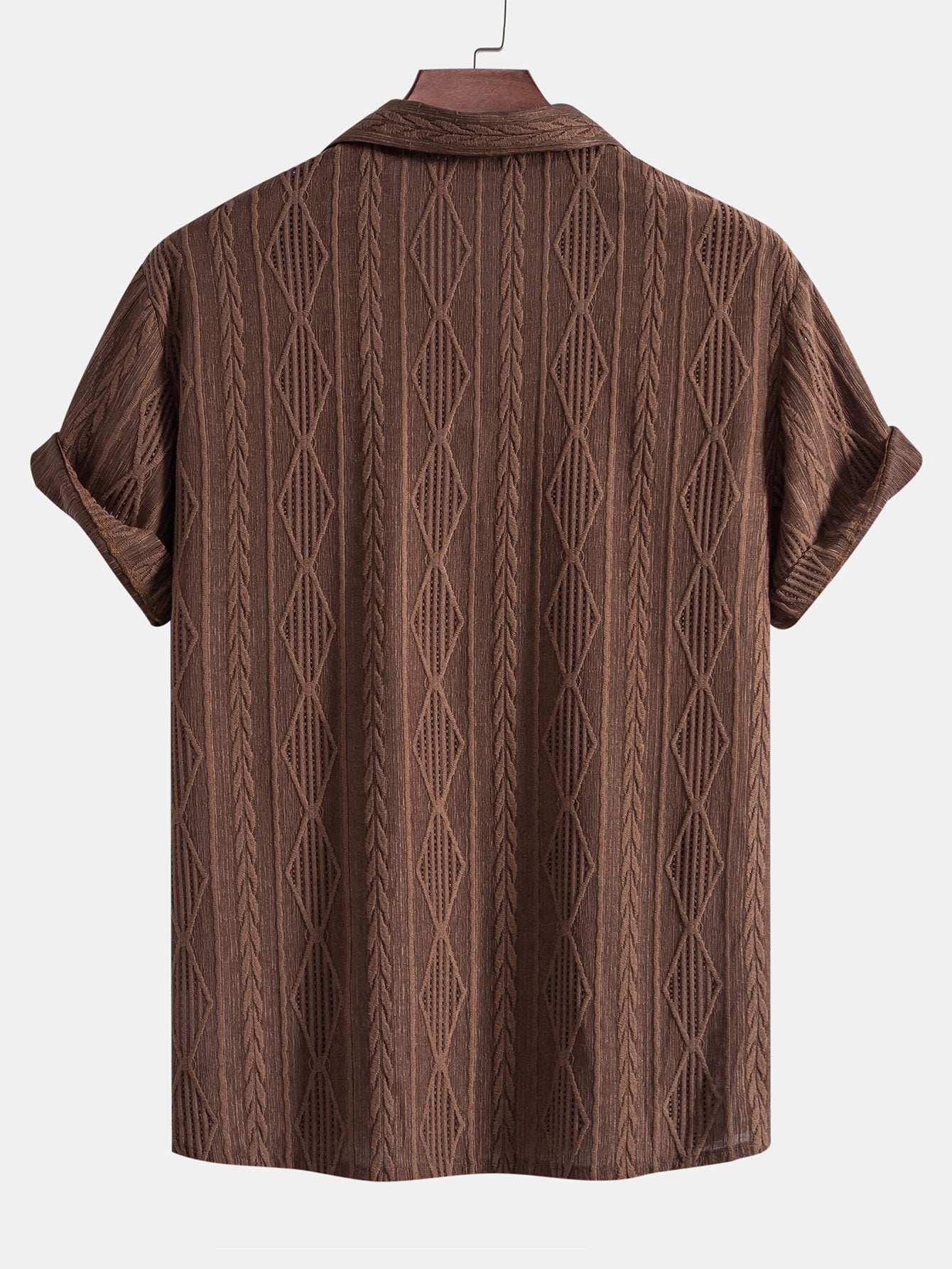 Geometric Jacquard Eyelet Cuban Shirt