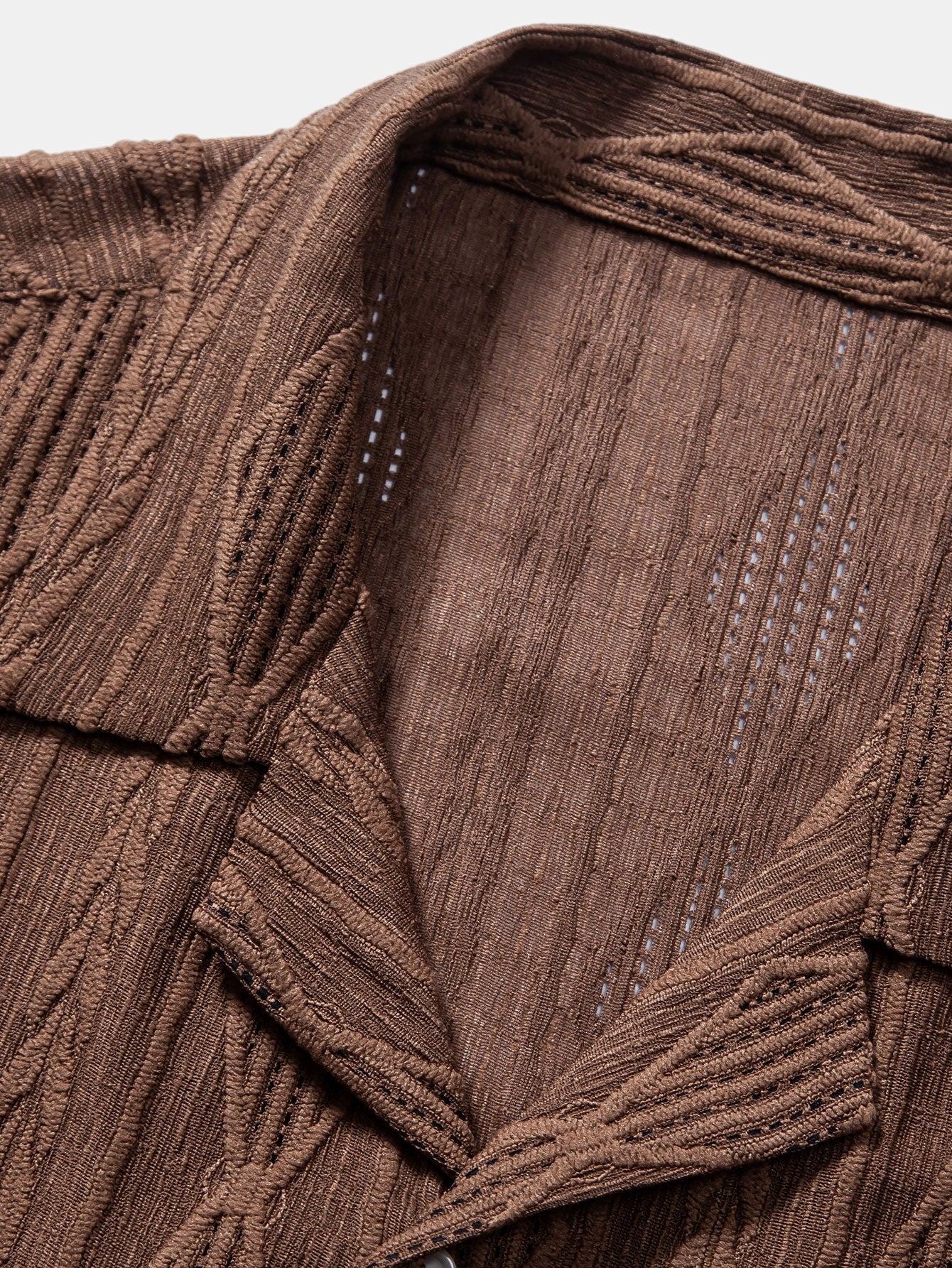 Geometric Jacquard Eyelet Cuban Shirt
