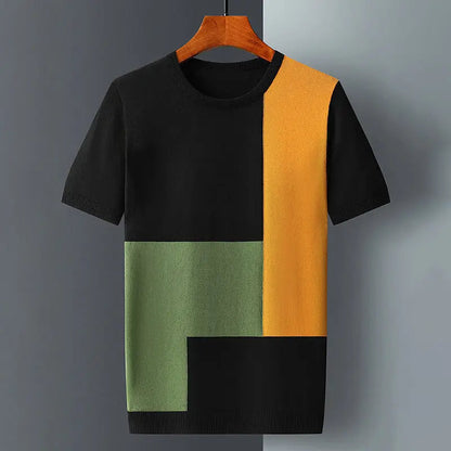 Men - Color Block T-Shirt – Modern Geometric Casual Tee