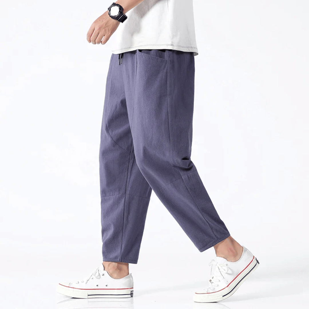 Men - Relaxed Fit Cropped Pants – Casual Lightweight Trousers