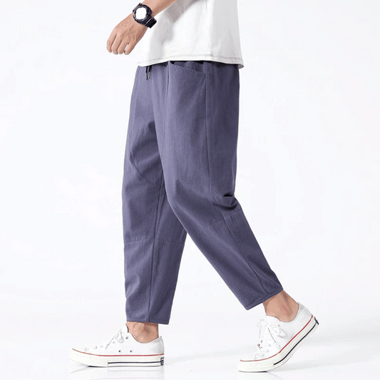 Men - Relaxed Fit Cropped Pants – Casual Lightweight Trousers
