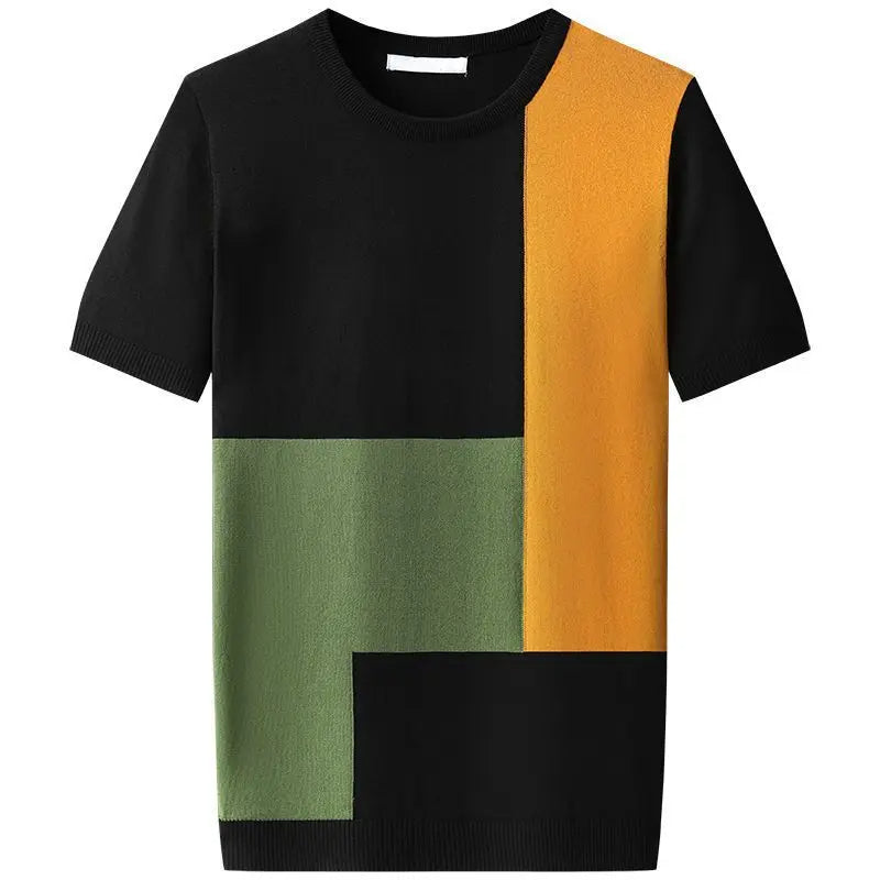 Men - Color Block T-Shirt – Modern Geometric Casual Tee