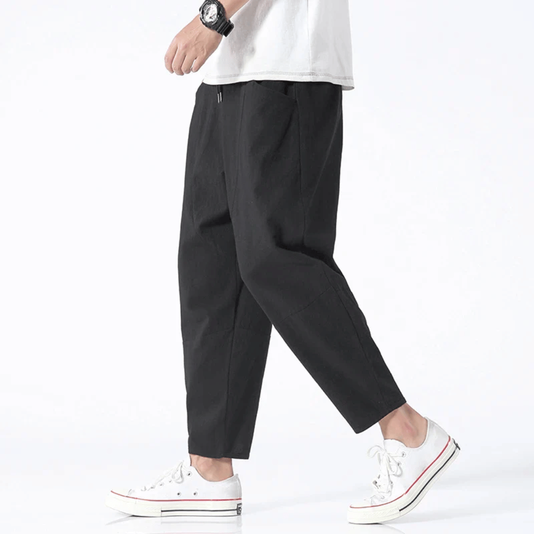 Men - Relaxed Fit Cropped Pants – Casual Lightweight Trousers