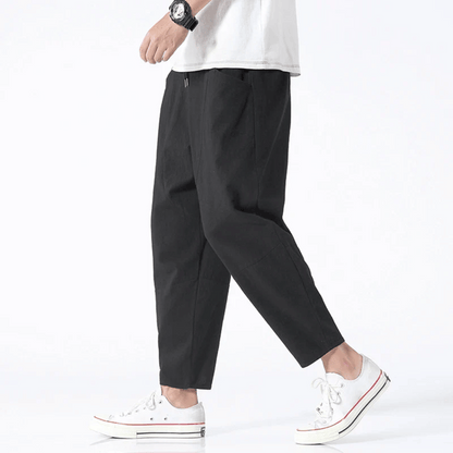 Men - Relaxed Fit Cropped Pants – Casual Lightweight Trousers