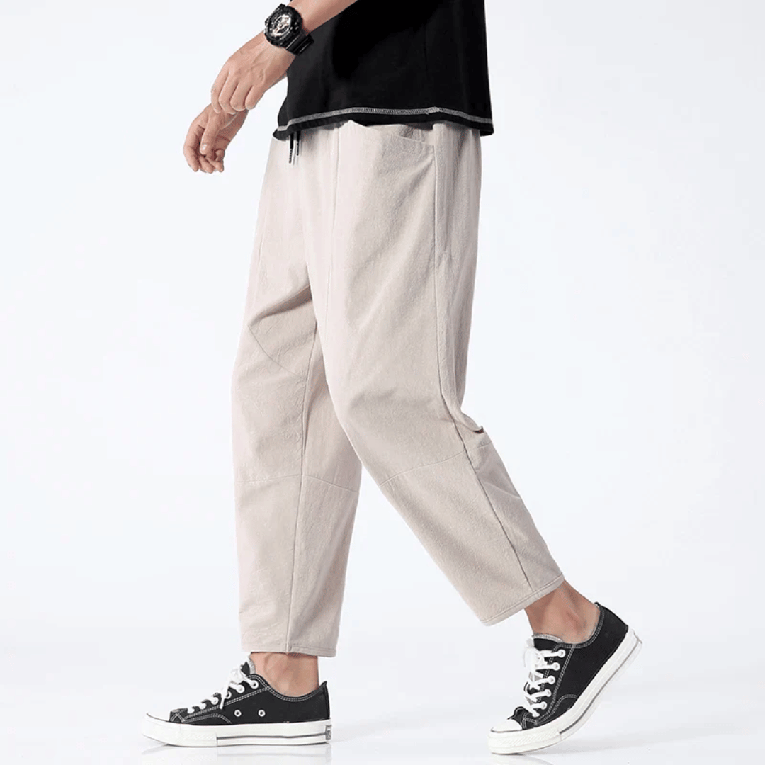 Men - Relaxed Fit Cropped Pants – Casual Lightweight Trousers