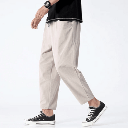 Men - Relaxed Fit Cropped Pants – Casual Lightweight Trousers