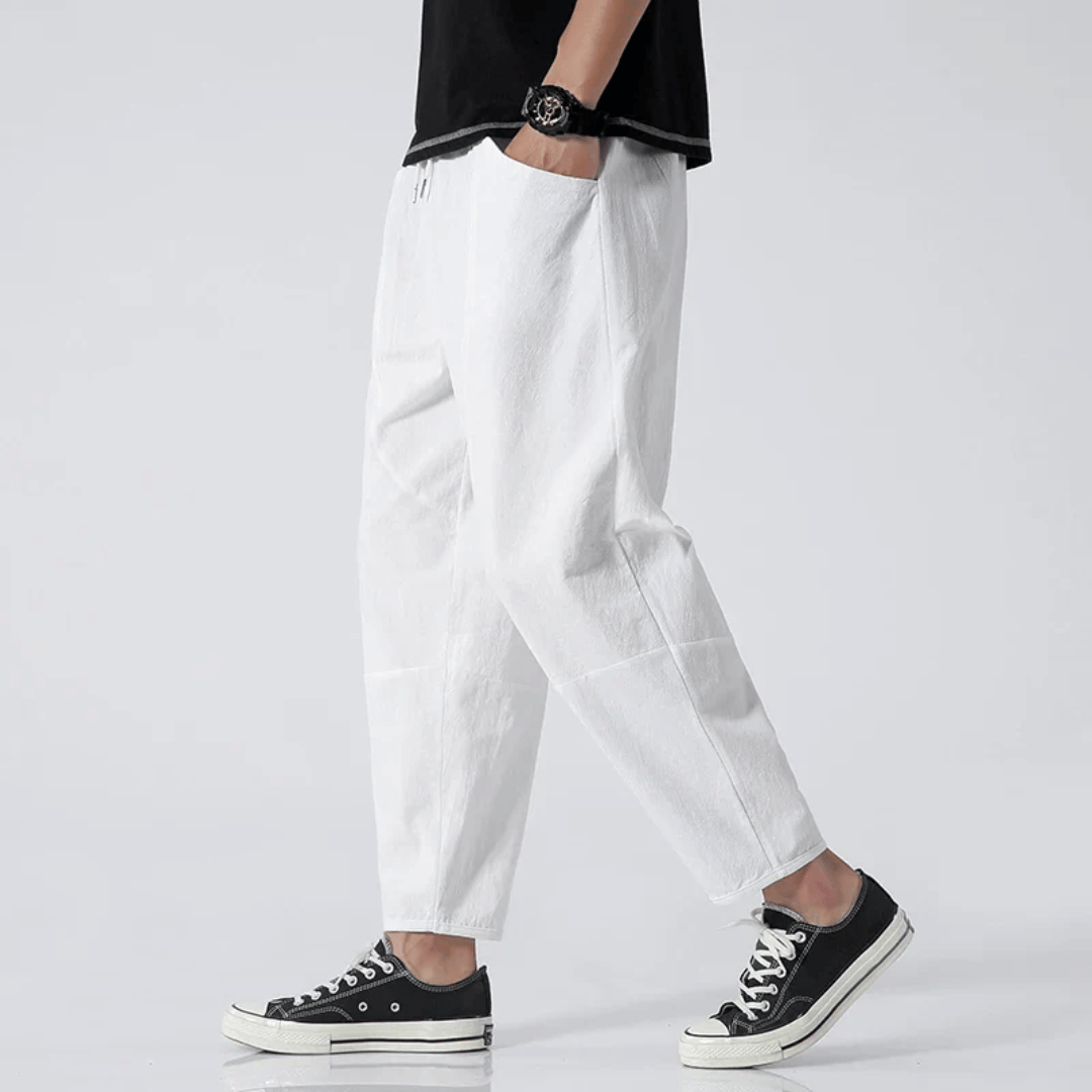 Men - Relaxed Fit Cropped Pants – Casual Lightweight Trousers
