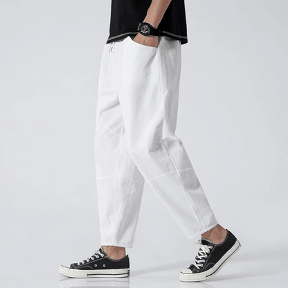 Men - Relaxed Fit Cropped Pants – Casual Lightweight Trousers