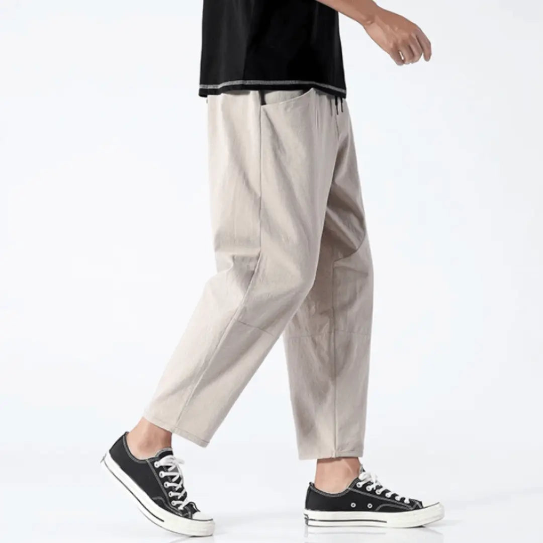 Men - Relaxed Fit Cropped Pants – Casual Lightweight Trousers