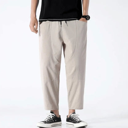 Men - Relaxed Fit Cropped Pants – Casual Lightweight Trousers