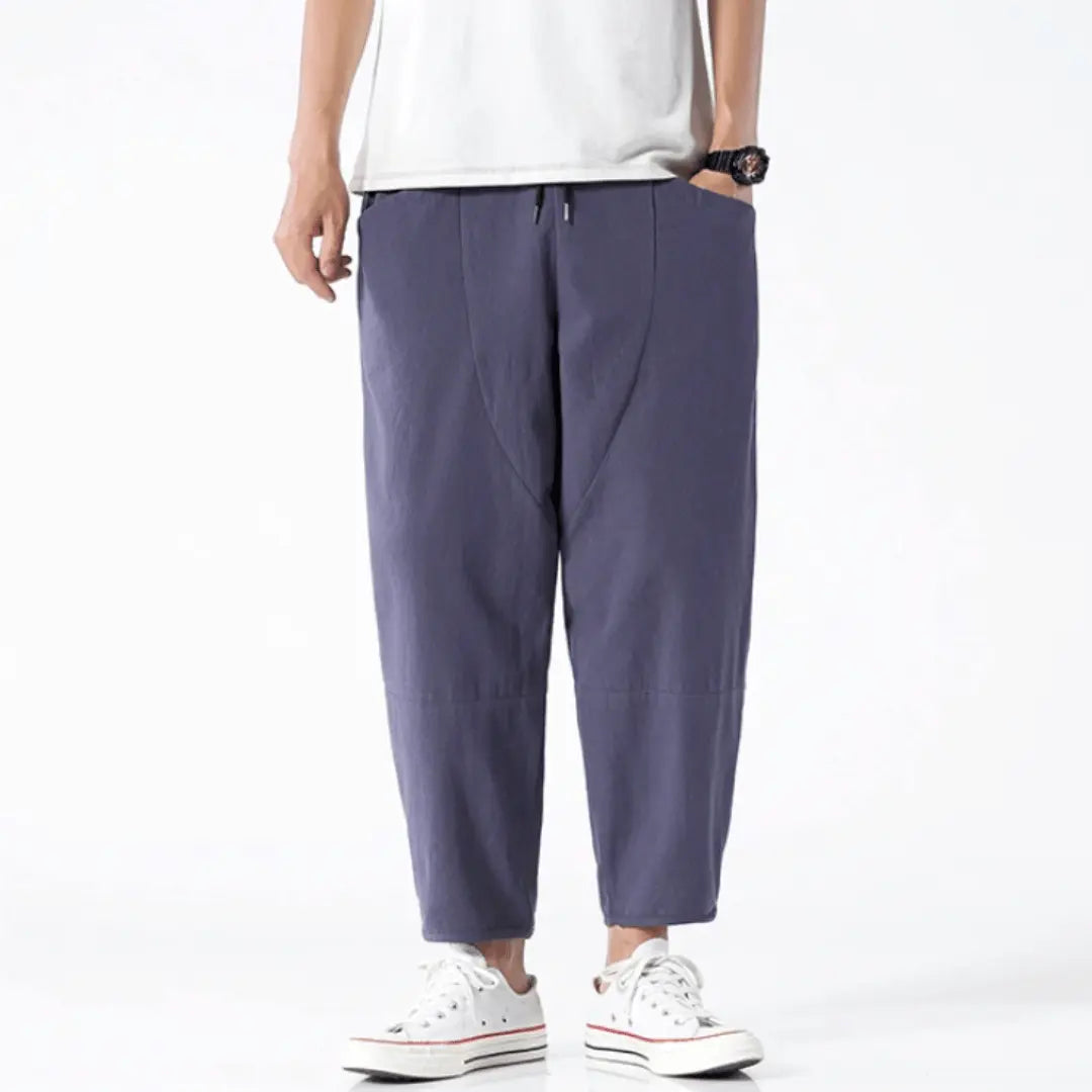 Men - Relaxed Fit Cropped Pants – Casual Lightweight Trousers