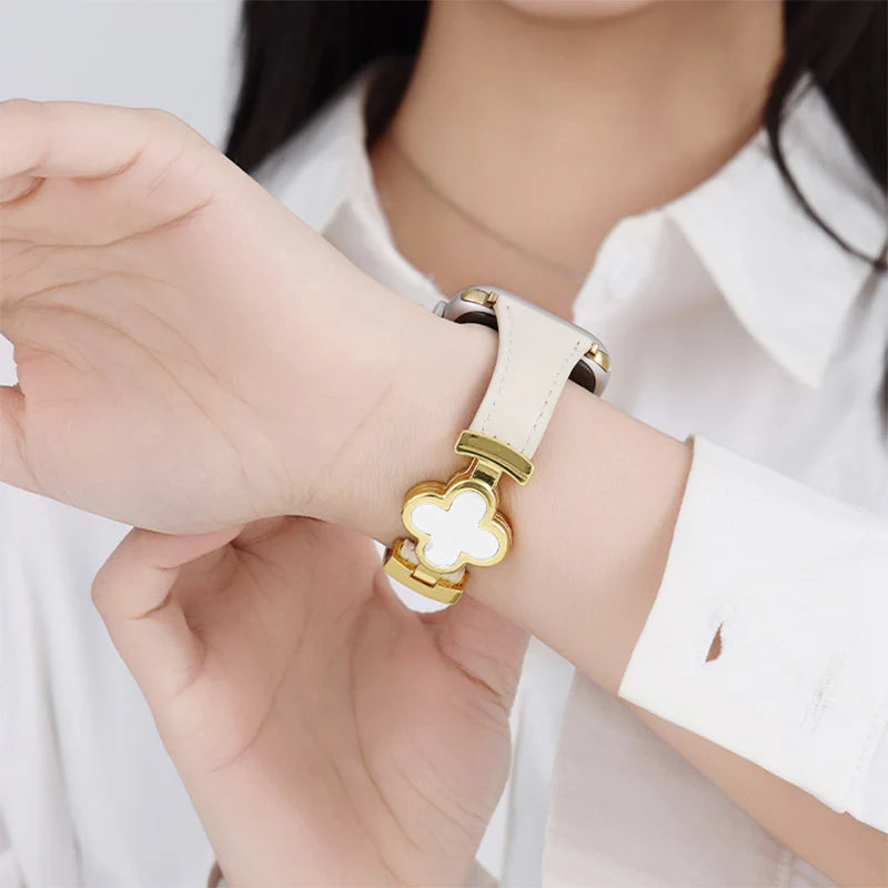 Premium smartwatch band for Apple Watch with clover accent