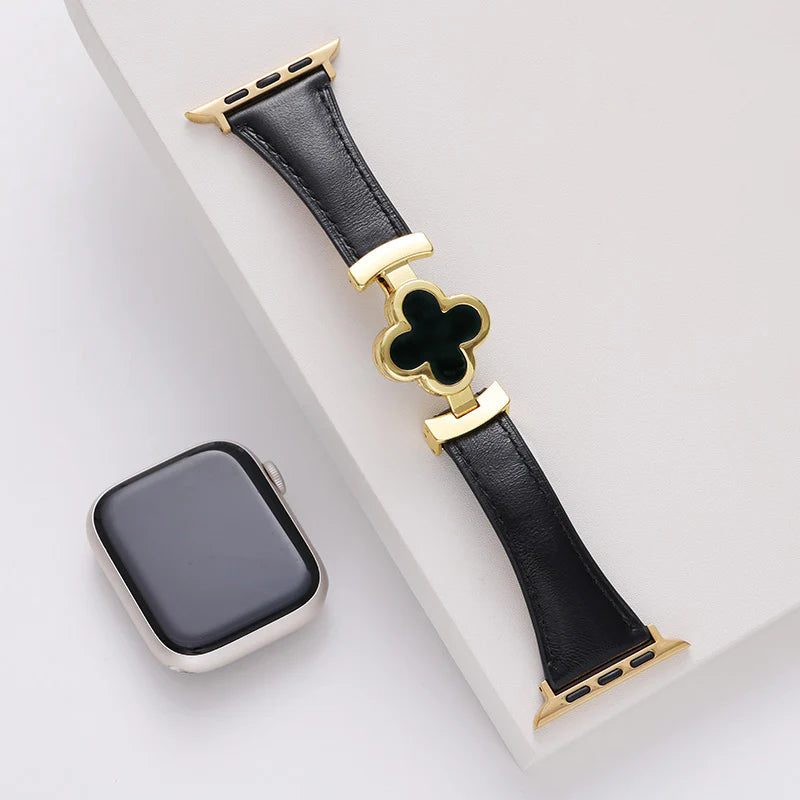 Premium smartwatch band for Apple Watch with clover accent