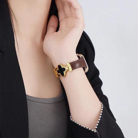 Premium smartwatch band for Apple Watch with clover accent
