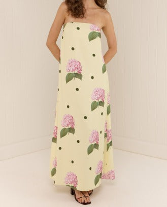 Polka Dot Floral Print Tube Top Dress