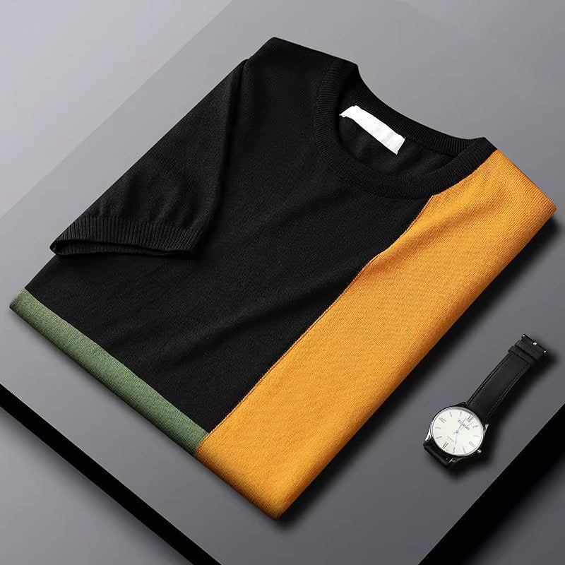 Men - Color Block T-Shirt – Modern Geometric Casual Tee