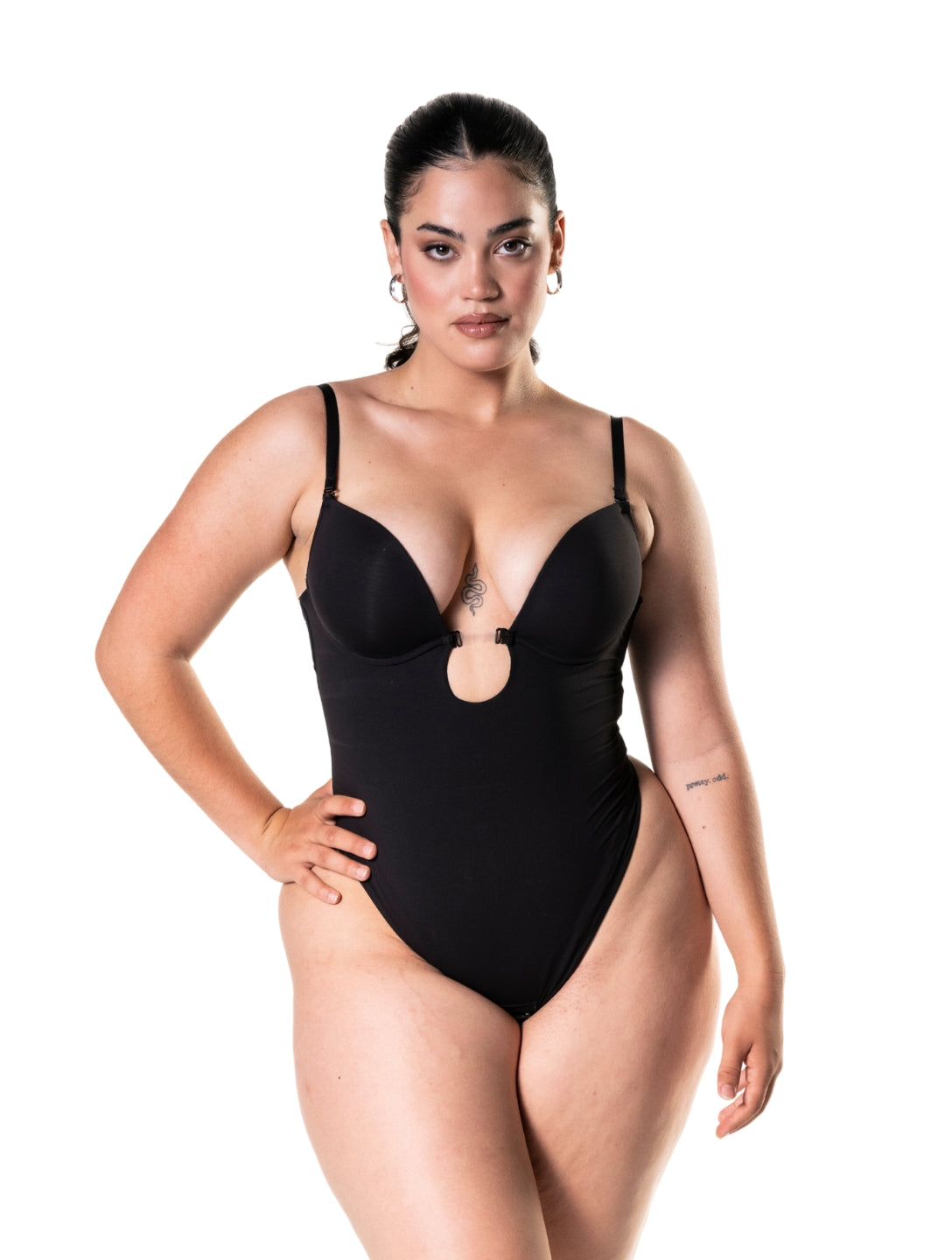 Women’s shapewear bodysuit with thong and adjustable straps