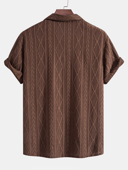 Geometric Jacquard Eyelet Cuban Shirt