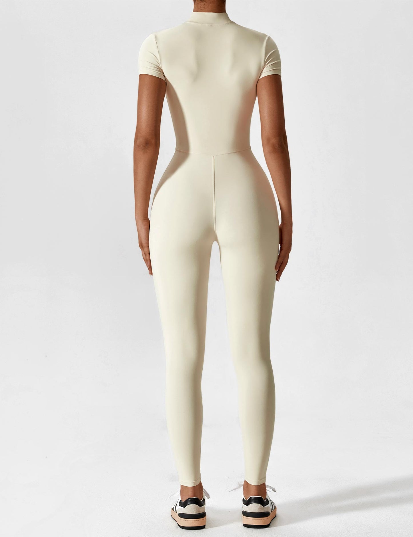 Women - Long Sleeve/ Short Sleeve Zipper Jumpsuit