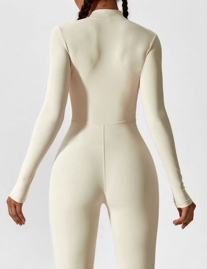 Women - Long Sleeve/ Short Sleeve Zipper Jumpsuit