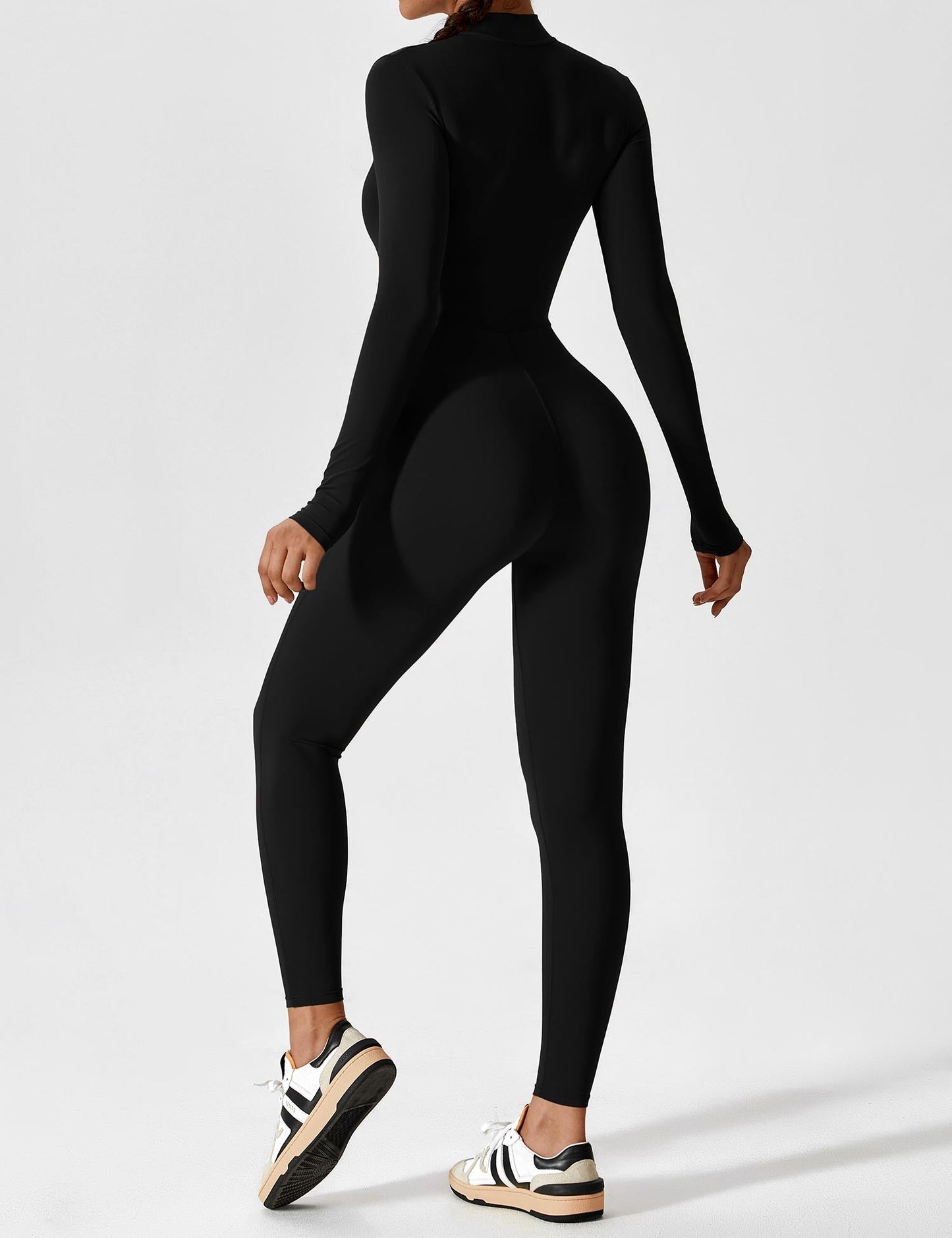 Women - Long Sleeve/ Short Sleeve Zipper Jumpsuit