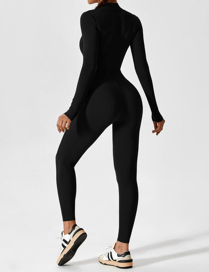 Women - Long Sleeve/ Short Sleeve Zipper Jumpsuit