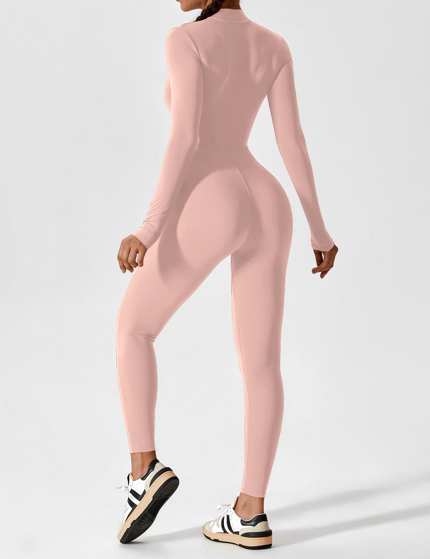 Women - Long Sleeve/ Short Sleeve Zipper Jumpsuit
