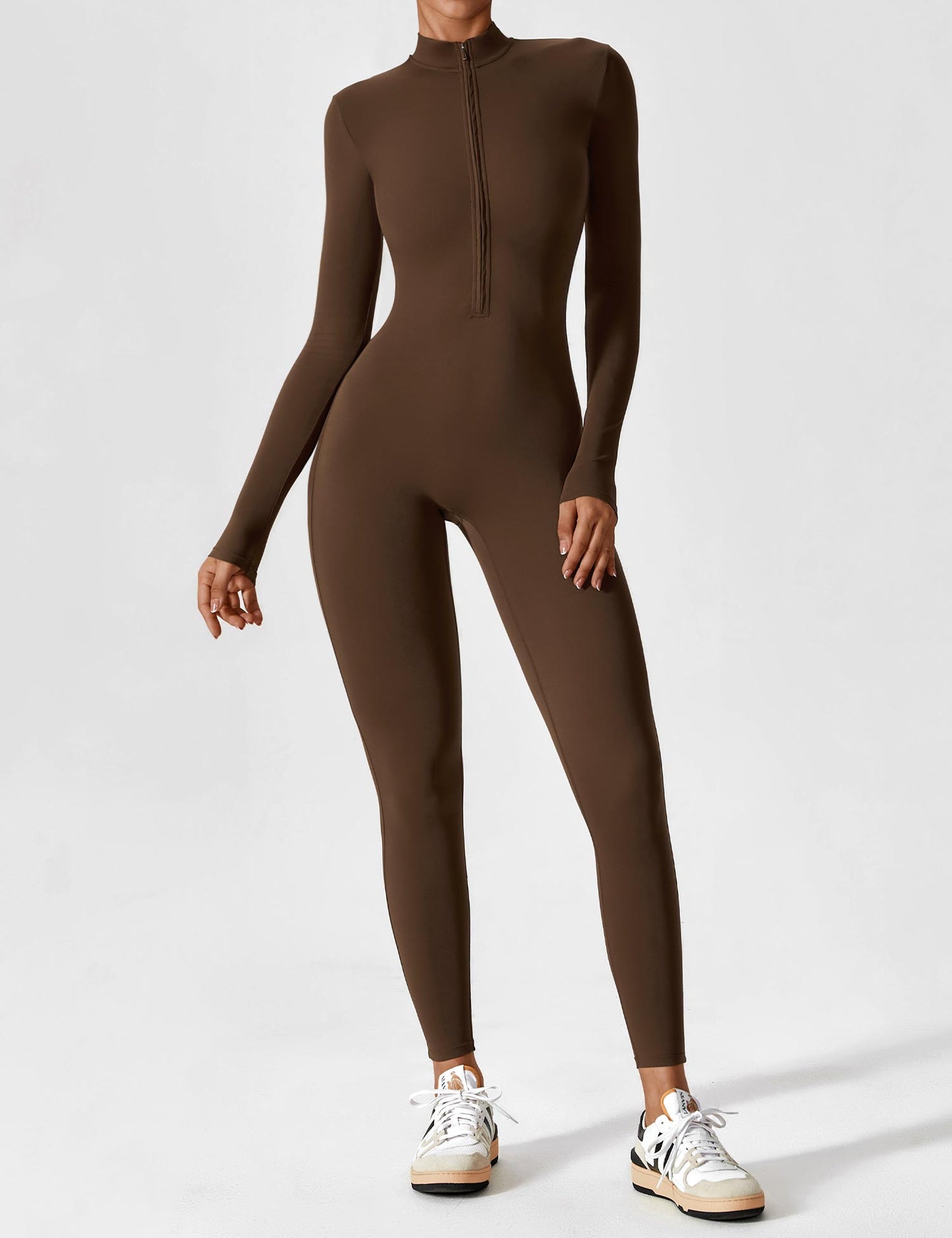 Women - Long Sleeve/ Short Sleeve Zipper Jumpsuit