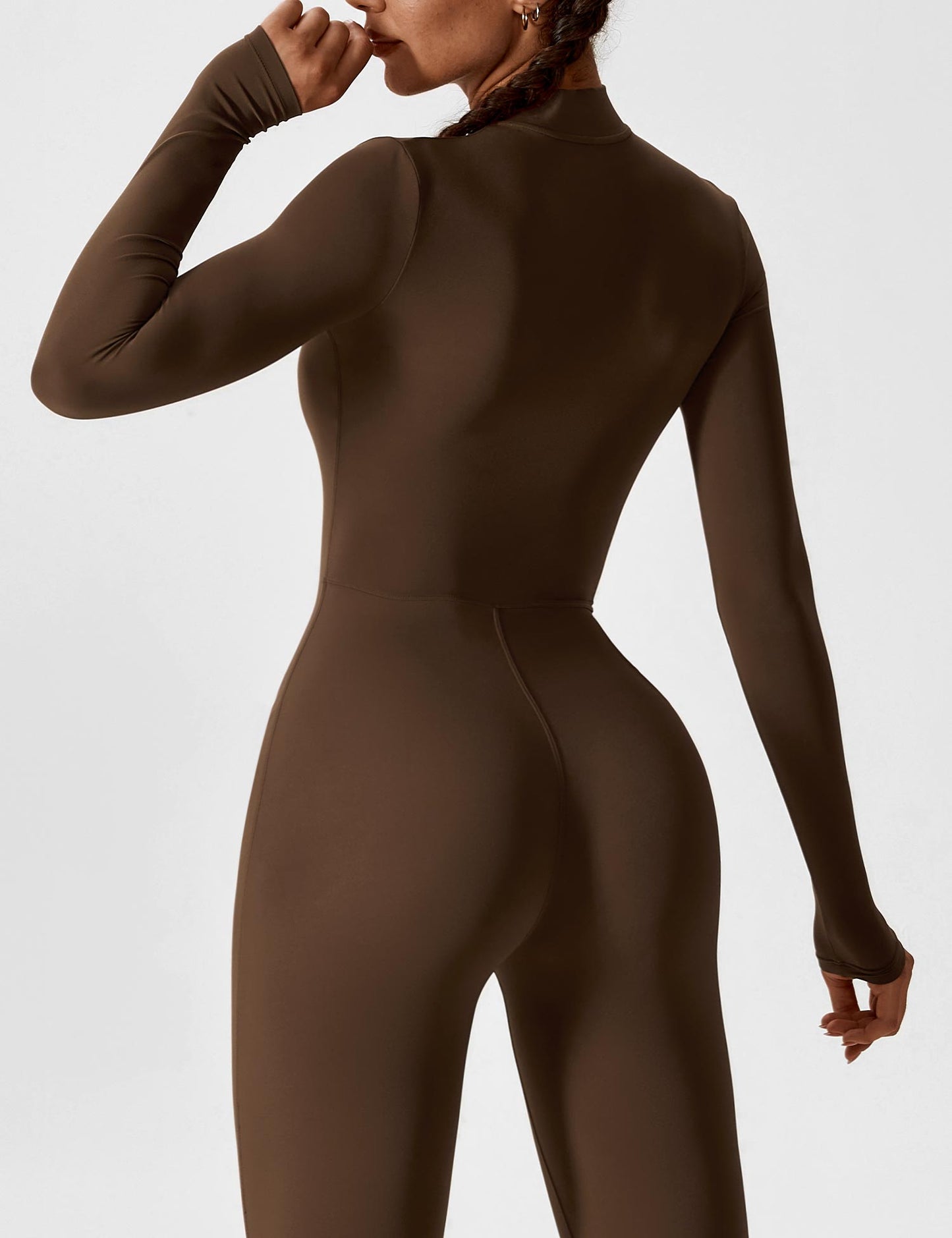 Women - Long Sleeve/ Short Sleeve Zipper Jumpsuit