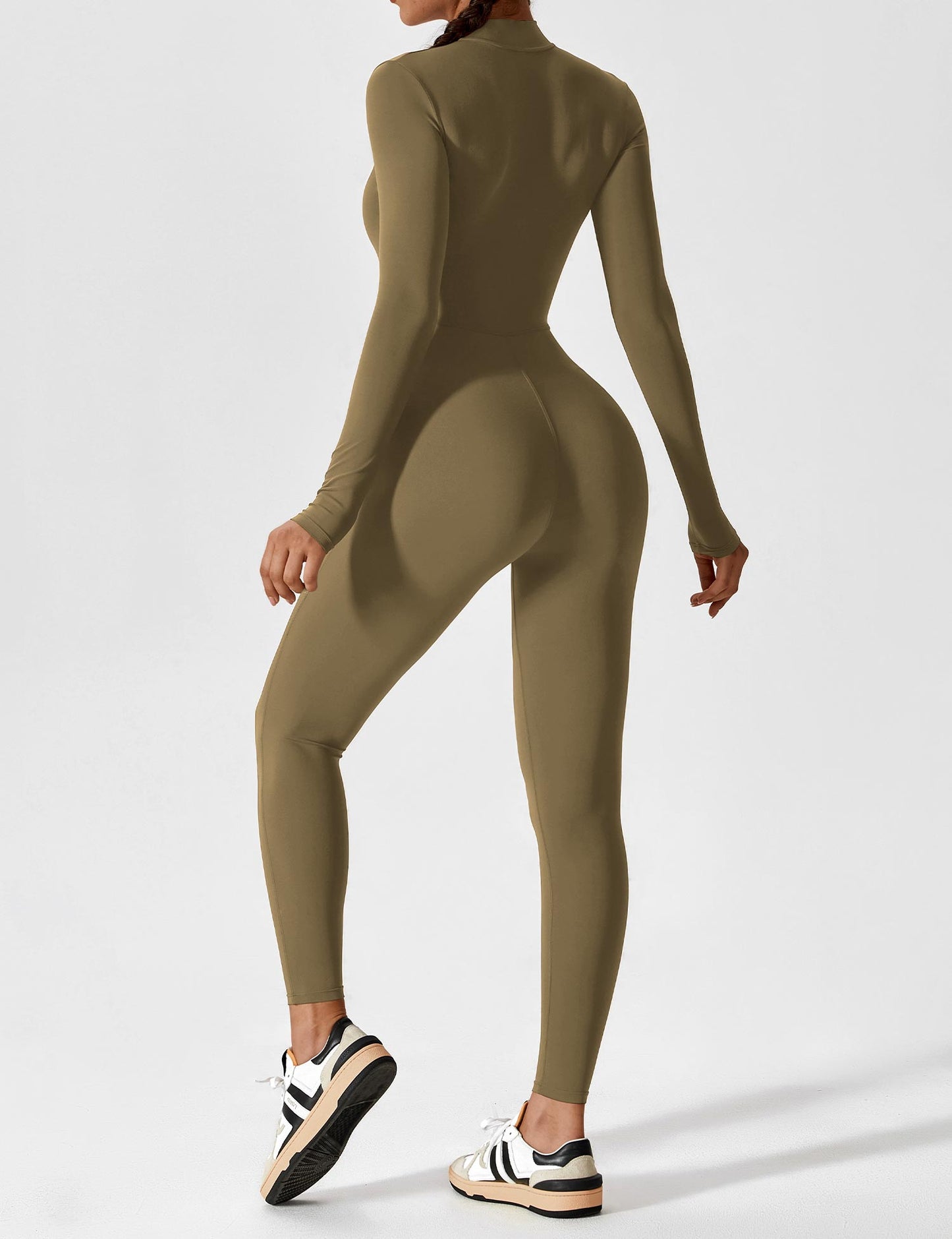 Women - Long Sleeve/ Short Sleeve Zipper Jumpsuit