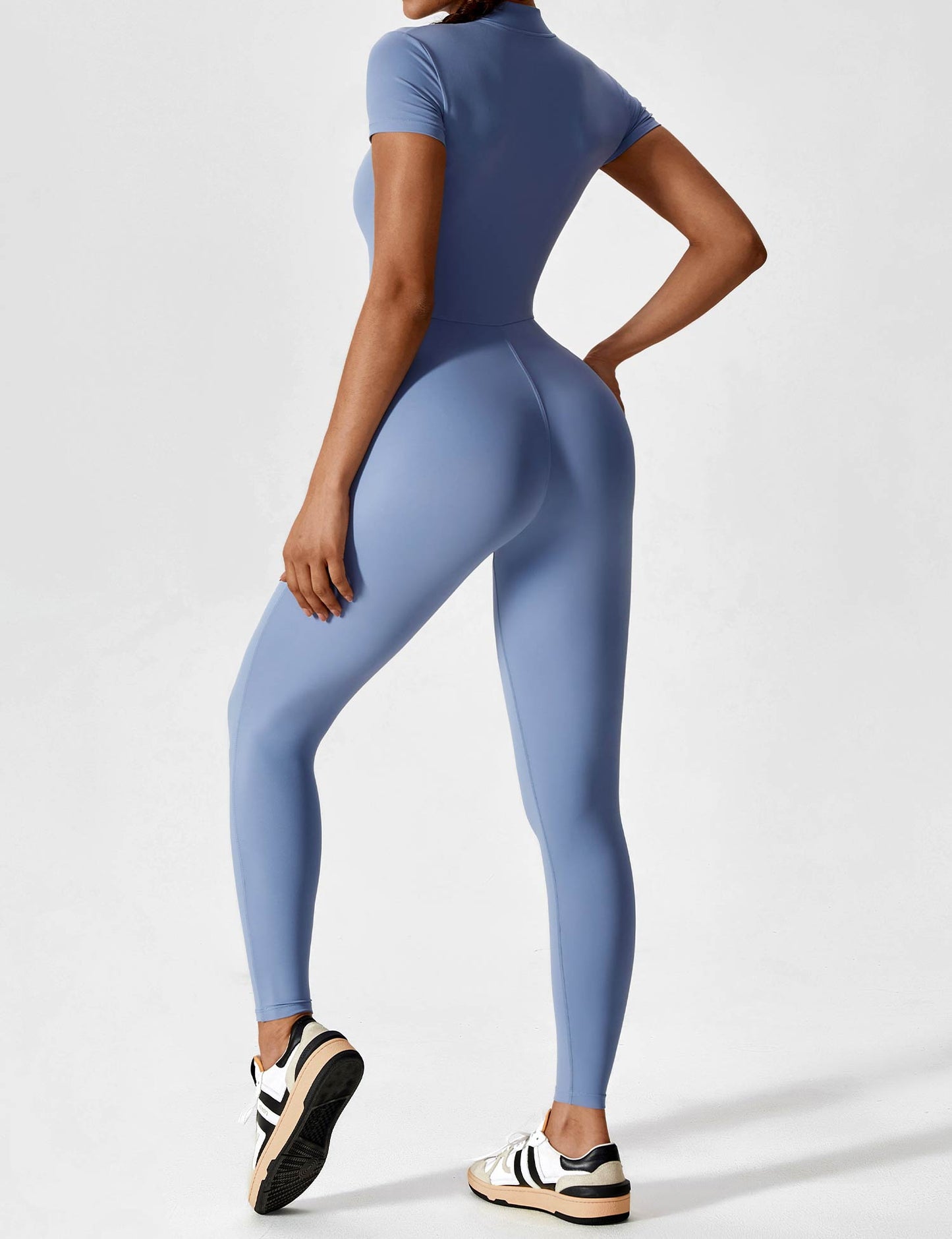 Women - Long Sleeve/ Short Sleeve Zipper Jumpsuit
