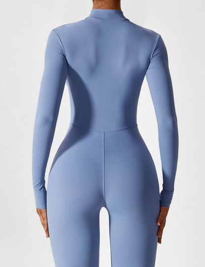 Women - Long Sleeve/ Short Sleeve Zipper Jumpsuit