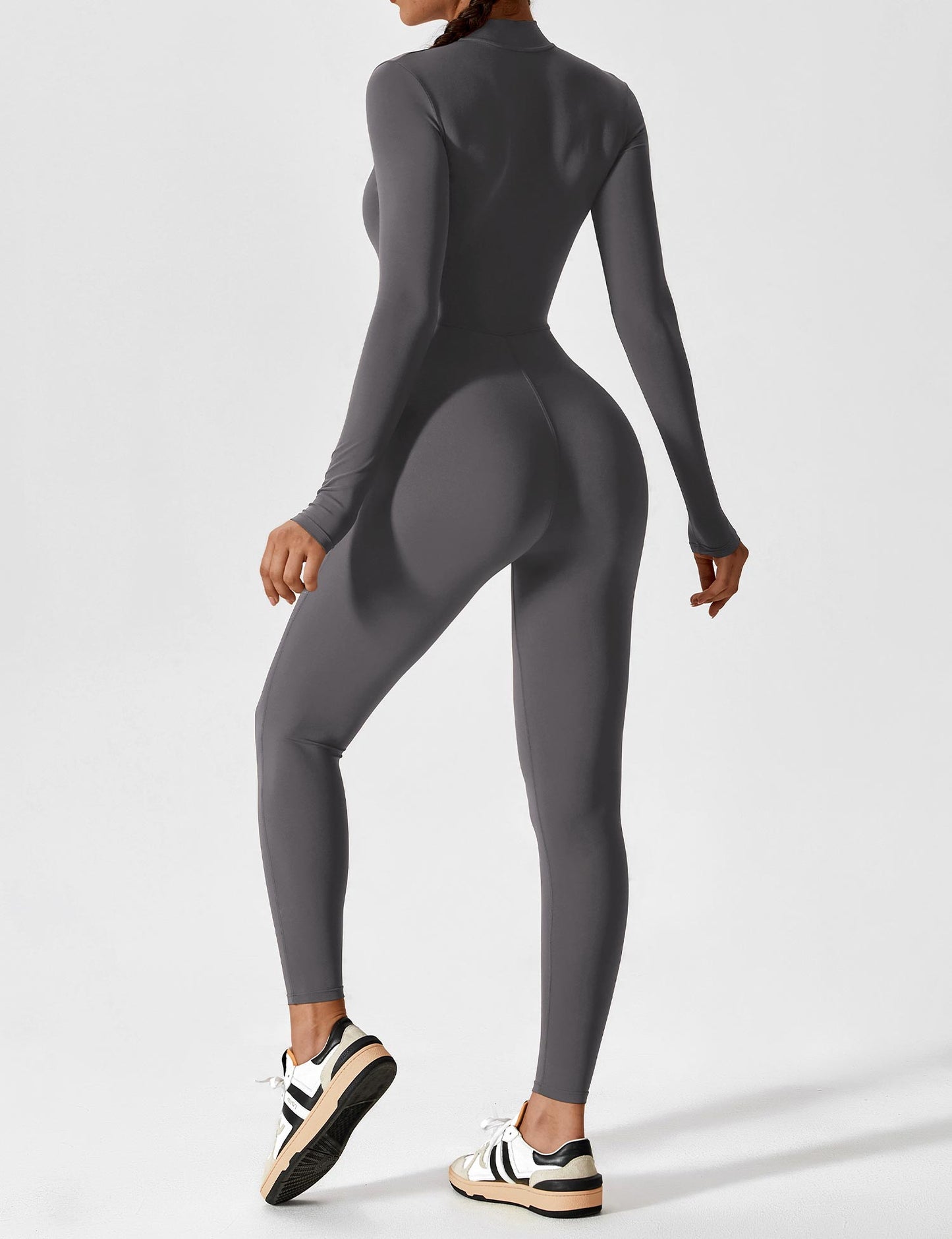 Women - Long Sleeve/ Short Sleeve Zipper Jumpsuit