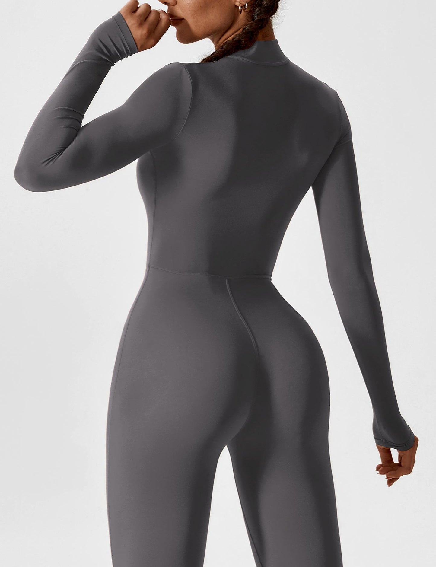 Women - Long Sleeve/ Short Sleeve Zipper Jumpsuit