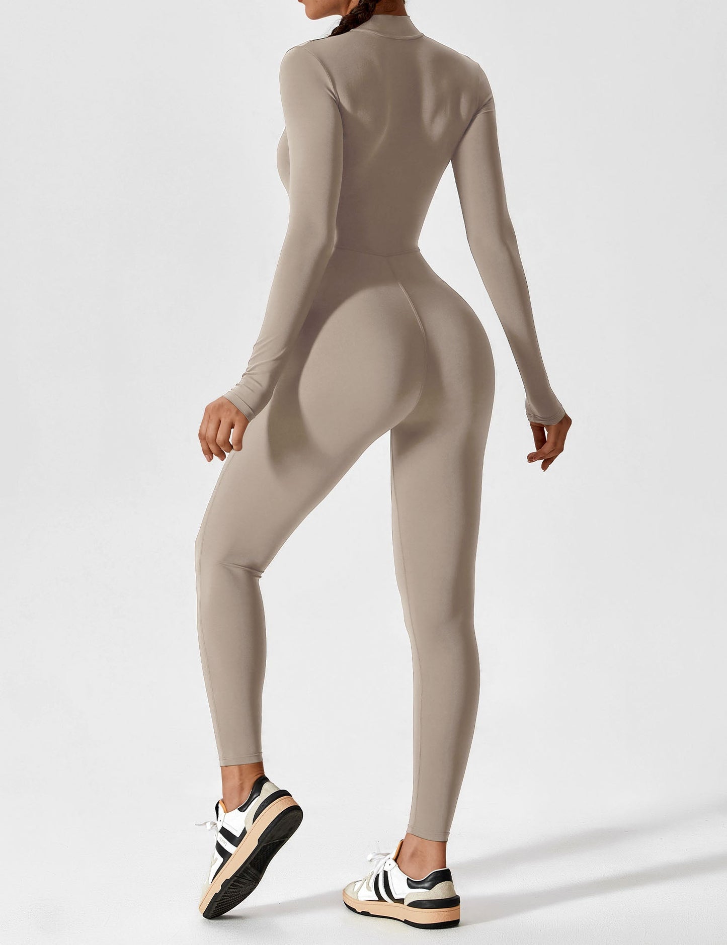Women - Long Sleeve/ Short Sleeve Zipper Jumpsuit