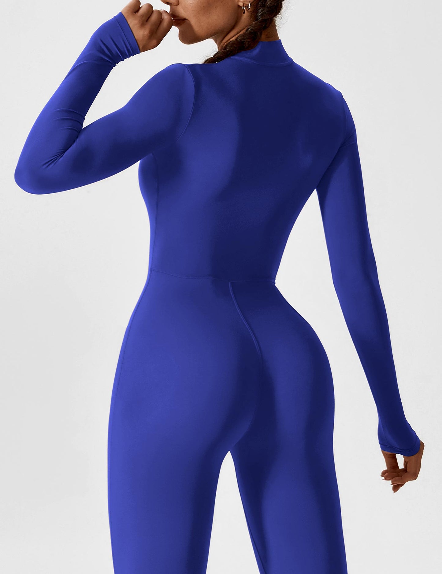 Women - Long Sleeve/ Short Sleeve Zipper Jumpsuit