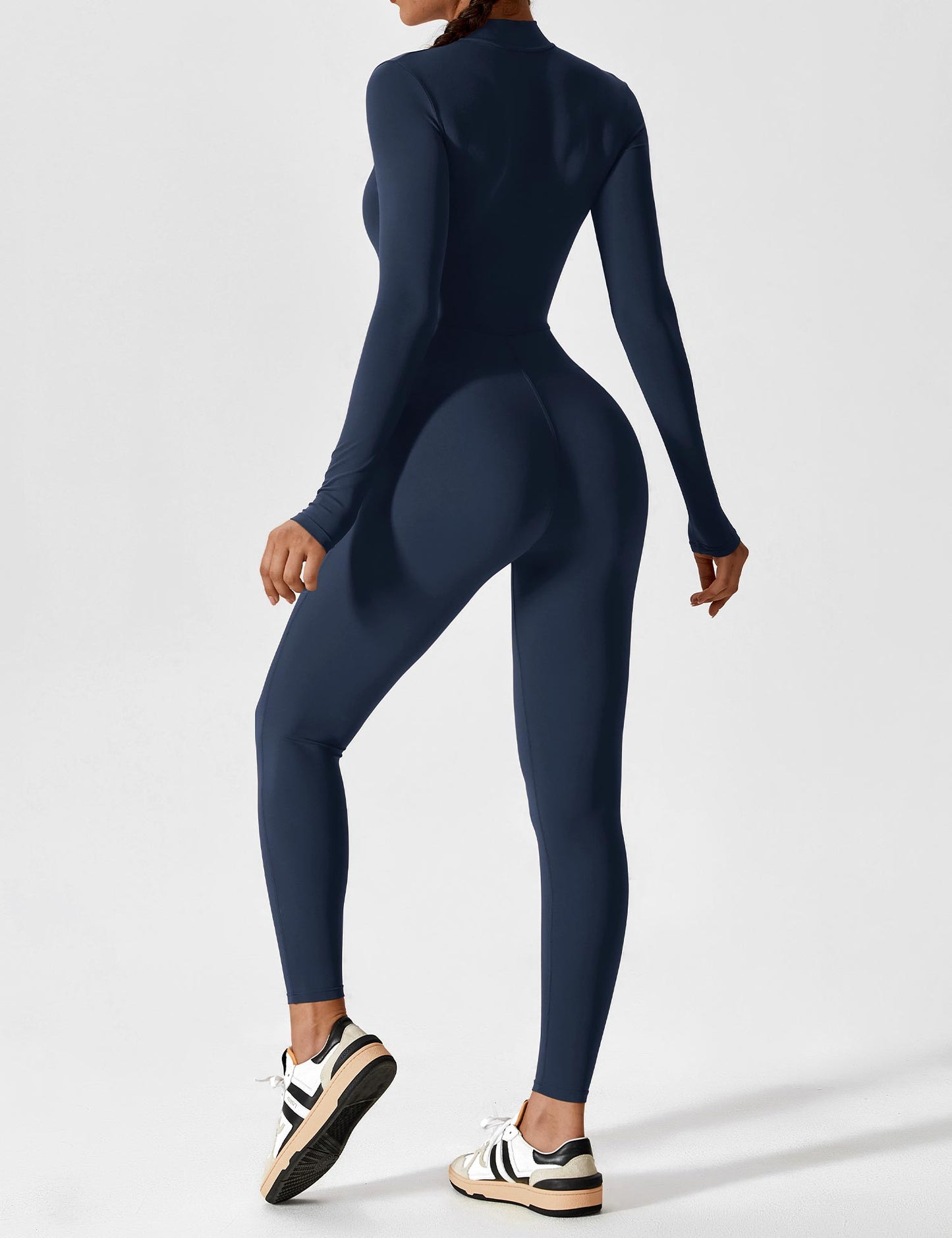 Women - Long Sleeve/ Short Sleeve Zipper Jumpsuit