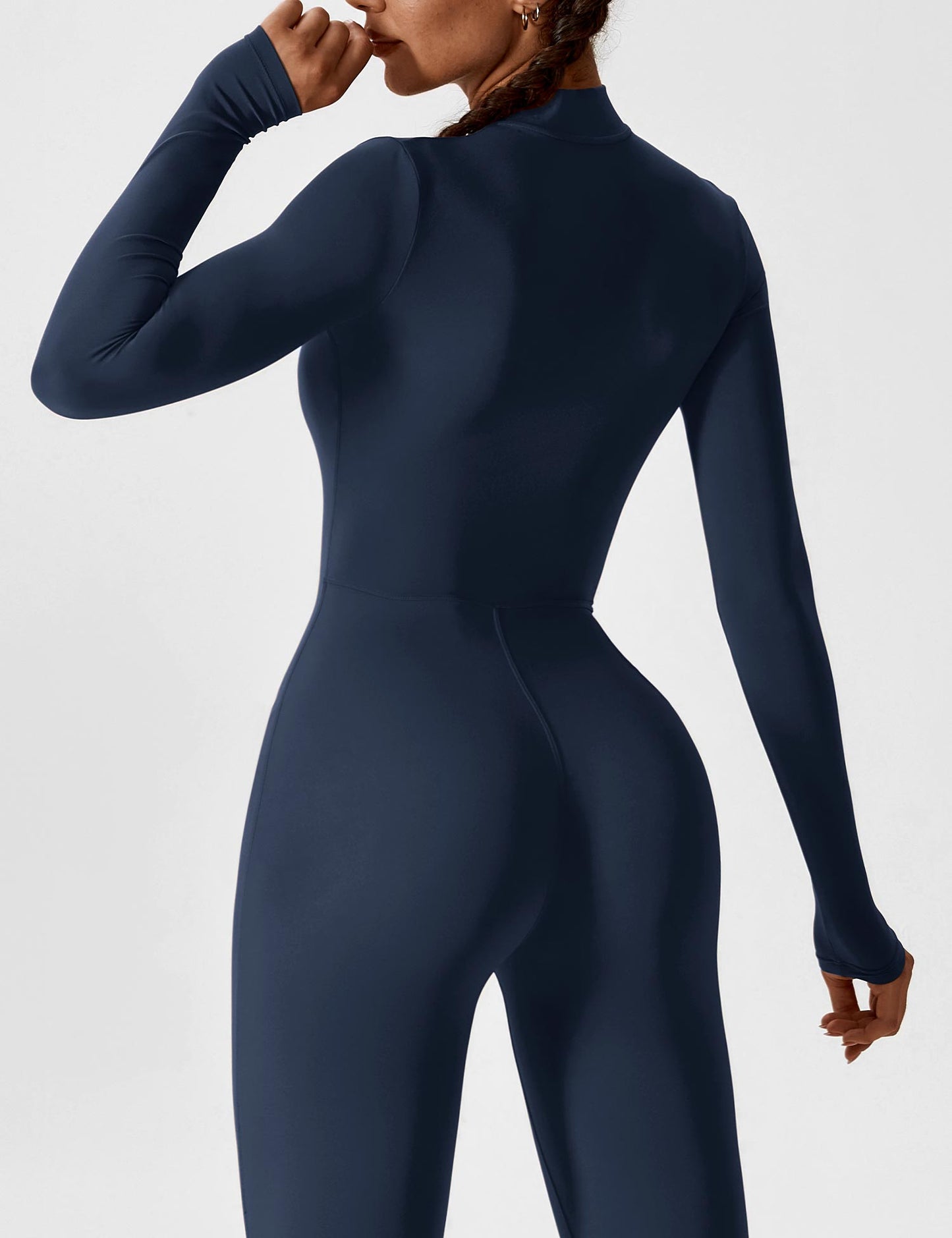 Women - Long Sleeve/ Short Sleeve Zipper Jumpsuit