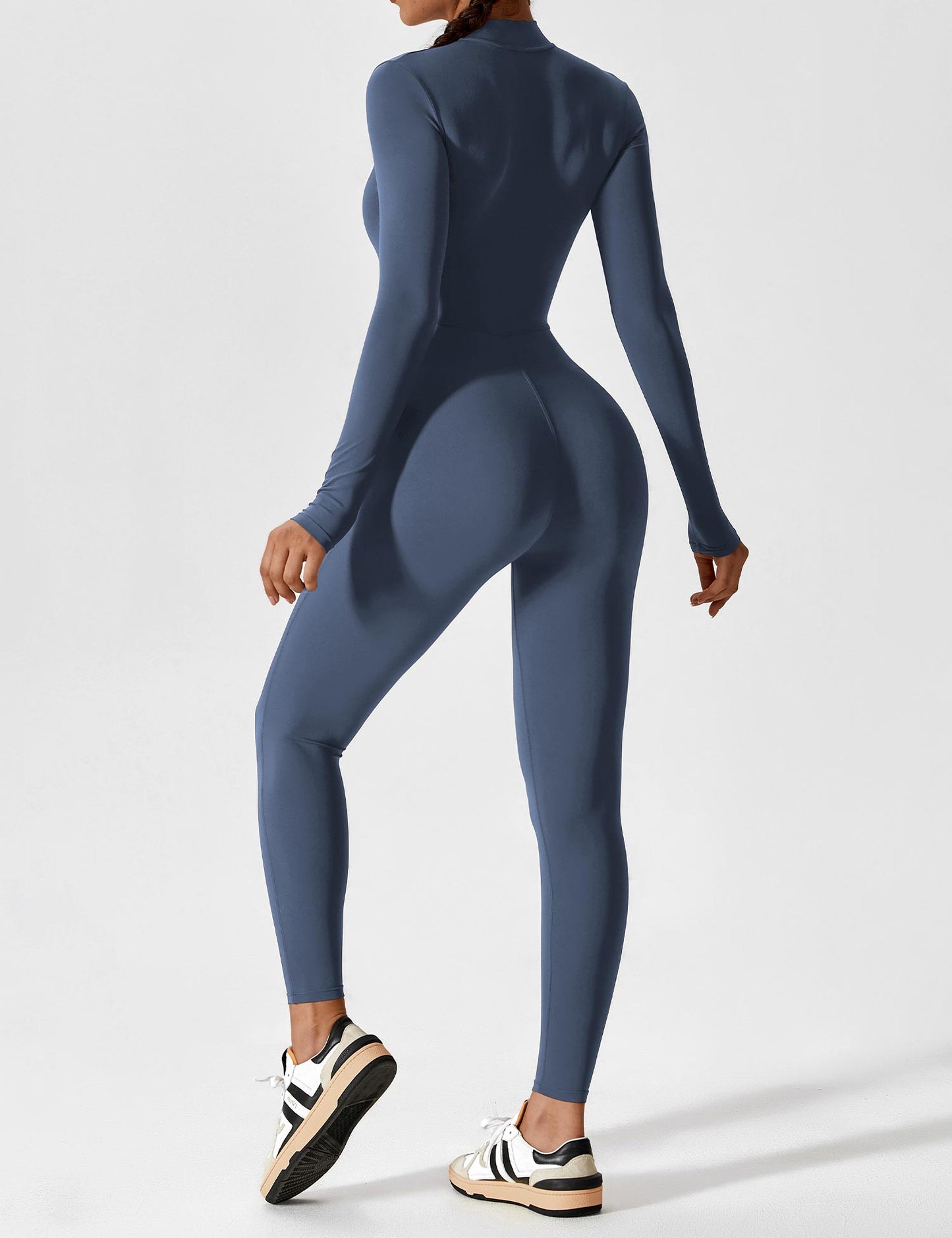 Women - Long Sleeve/ Short Sleeve Zipper Jumpsuit