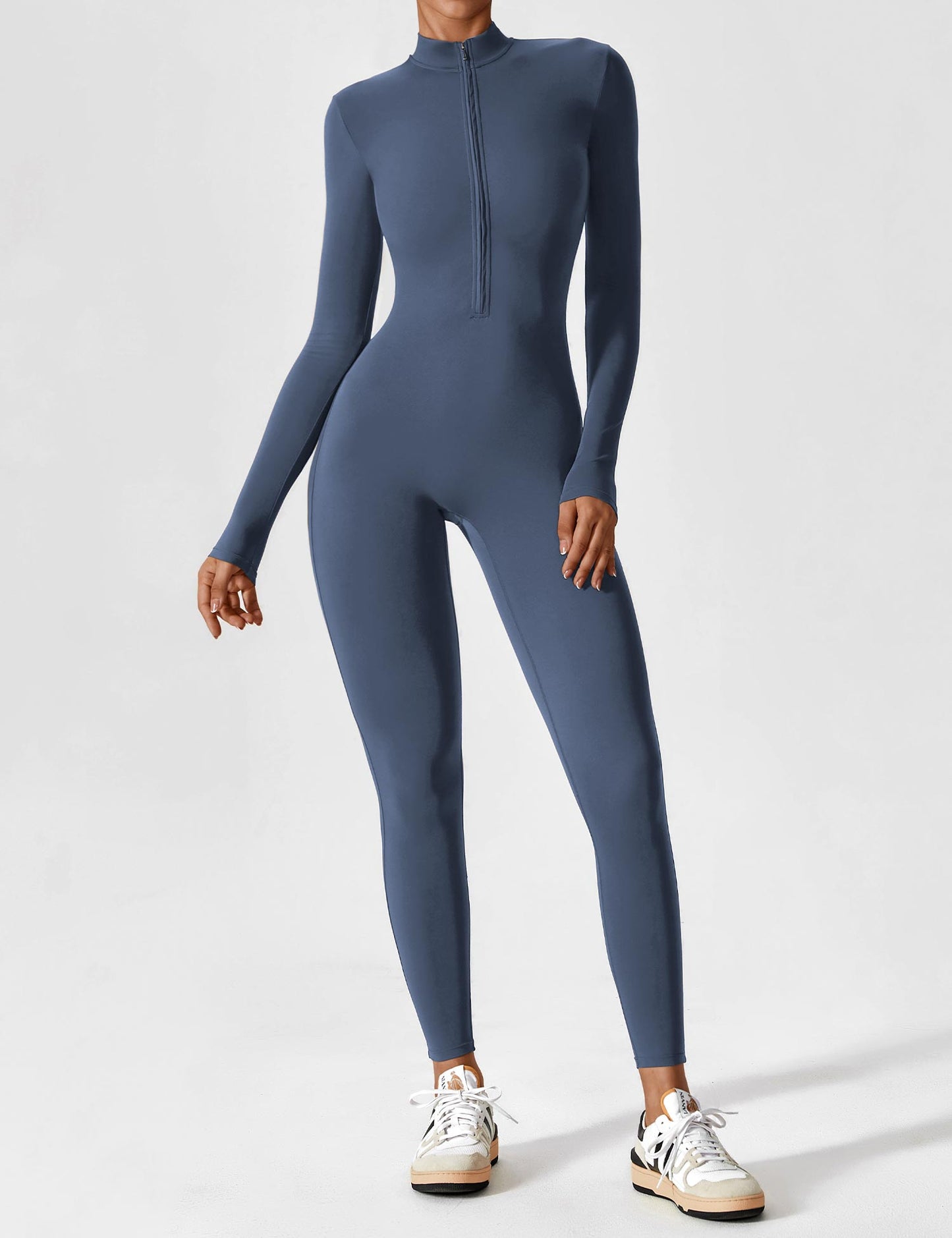 Women - Long Sleeve/ Short Sleeve Zipper Jumpsuit