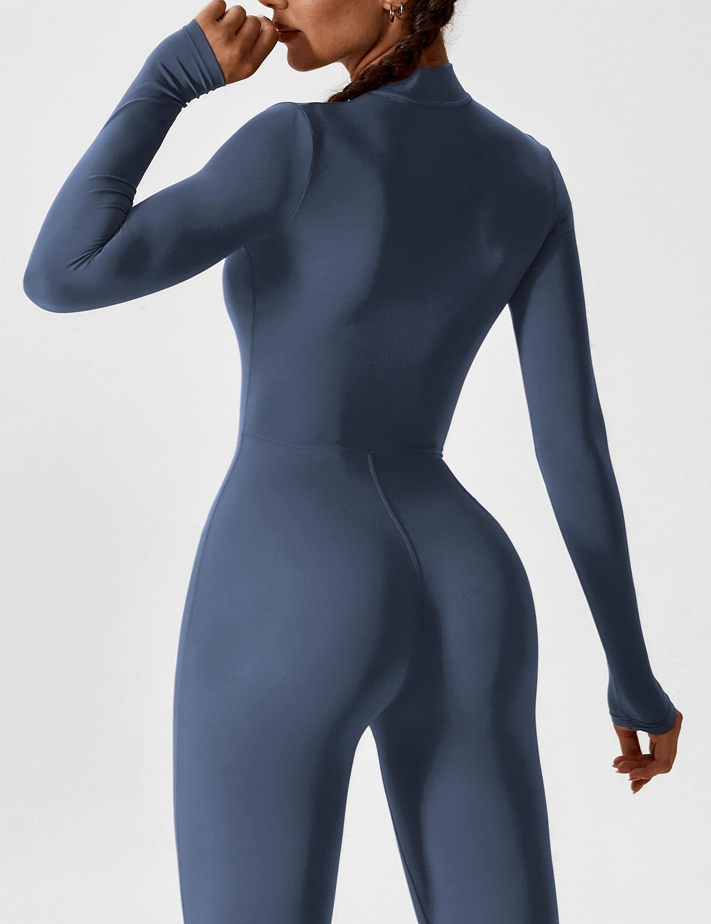 Women - Long Sleeve/ Short Sleeve Zipper Jumpsuit