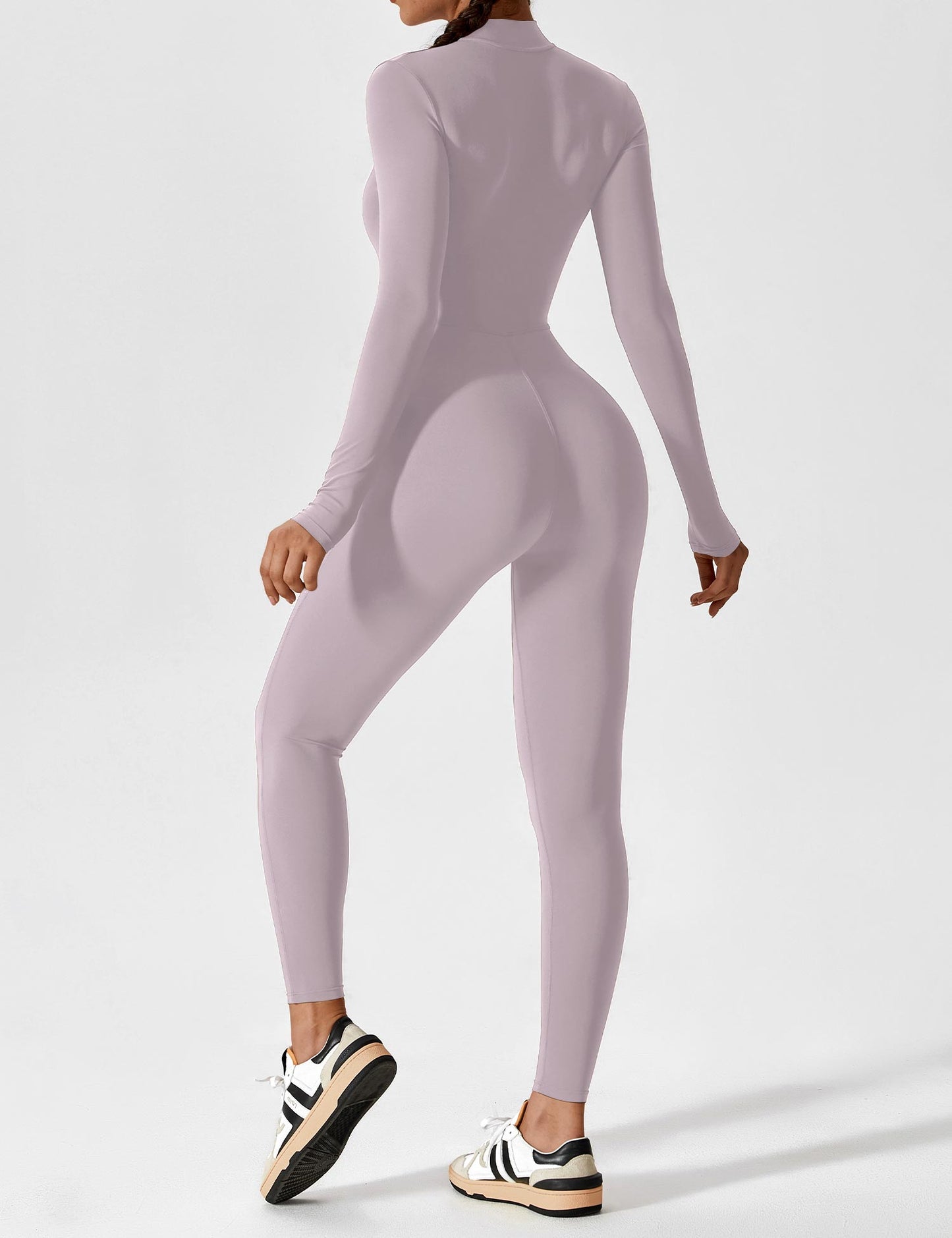 Women - Long Sleeve/ Short Sleeve Zipper Jumpsuit
