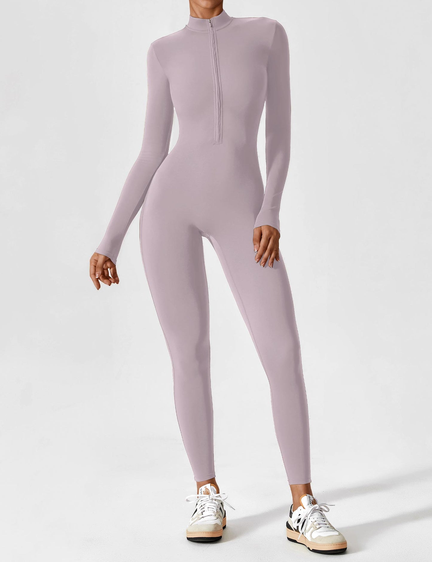 Women - Long Sleeve/ Short Sleeve Zipper Jumpsuit