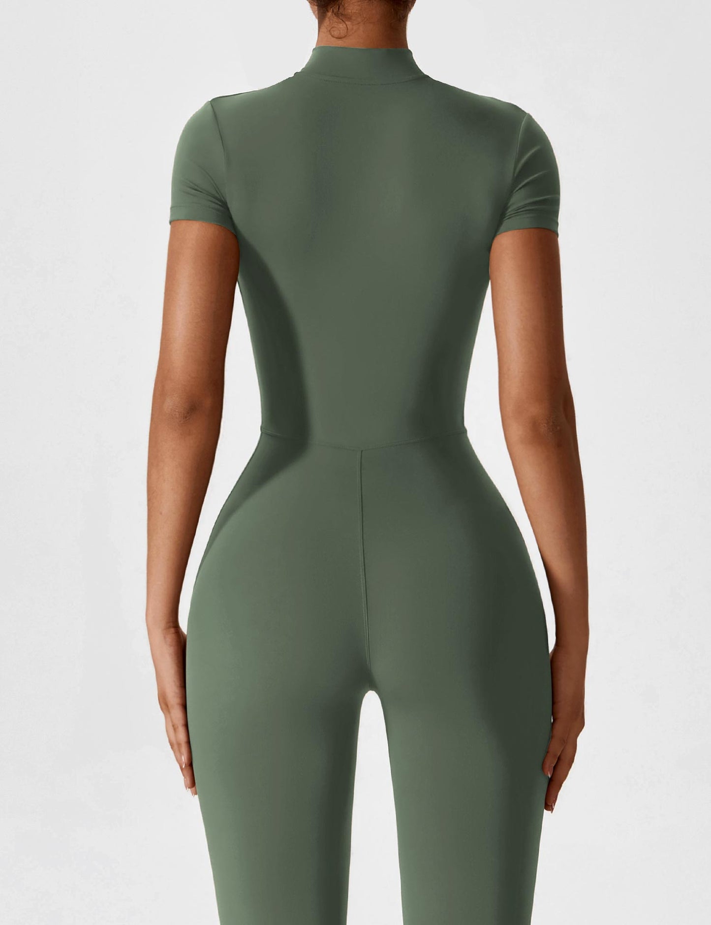 Women - Long Sleeve/ Short Sleeve Zipper Jumpsuit