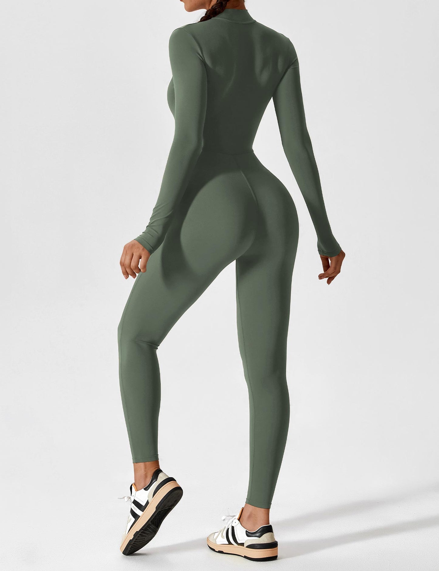 Women - Long Sleeve/ Short Sleeve Zipper Jumpsuit