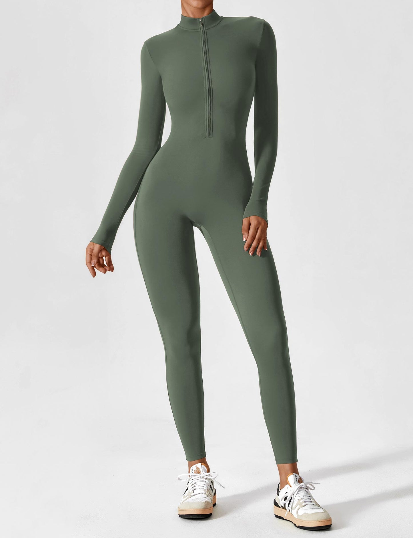 Women - Long Sleeve/ Short Sleeve Zipper Jumpsuit