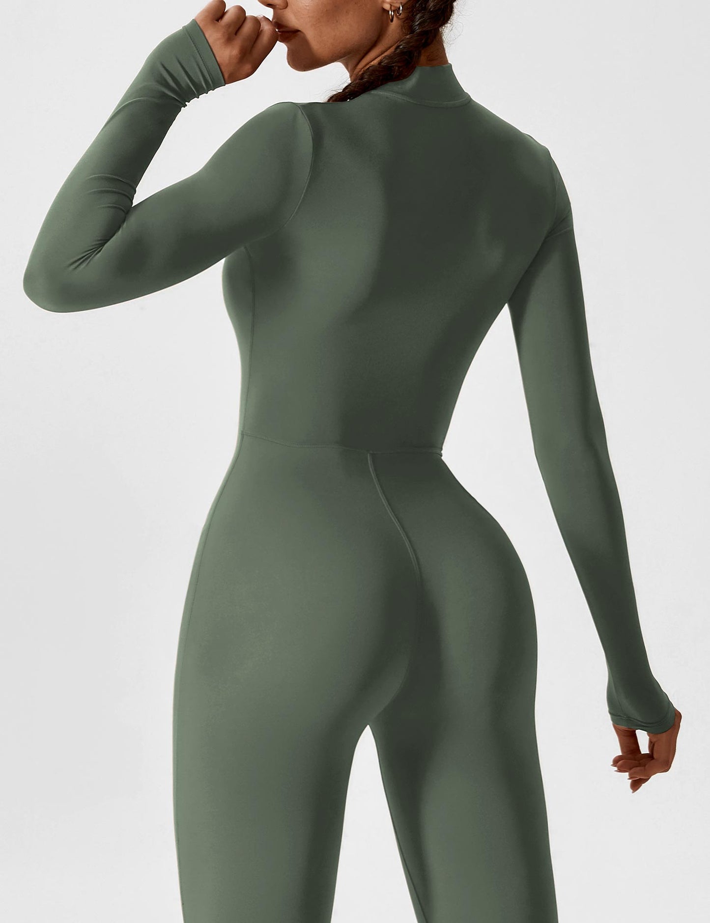 Women - Long Sleeve/ Short Sleeve Zipper Jumpsuit