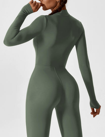 Women - Long Sleeve/ Short Sleeve Zipper Jumpsuit